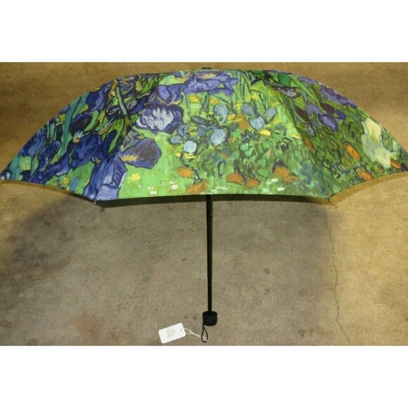 Irises Flowers by Vincent Van Gogh Compact Travel Umbrella Black Blue Free Ship - Picture 8 of 8